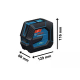 Laser lignes GLL 20-22 G - BOSCH - avec 4 piles 1,5V - trépied BT 150 - sacoche de transport - 0601065601