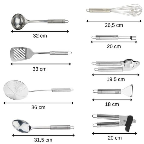 Ensemble de 9 ustensiles de cuisine - FACKELMANN - Ovale - Inox