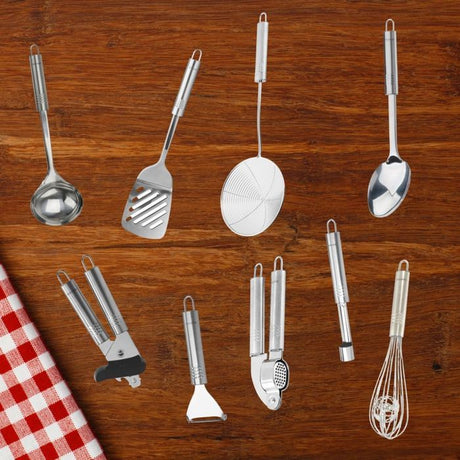Ensemble de 9 ustensiles de cuisine - FACKELMANN - Ovale - Inox