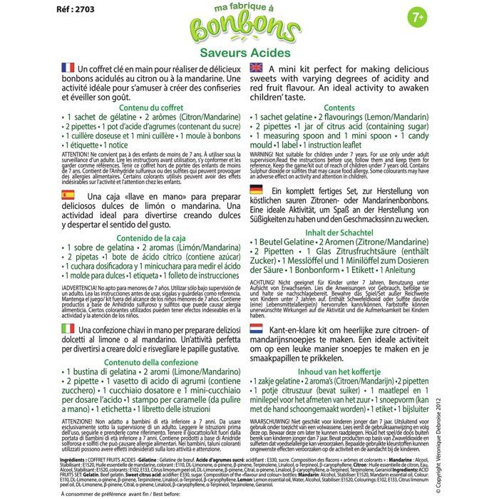 Kit créatif alimentaire - SENTOSPHERE - Mini Fabrique a bonbons - Saveurs Acides - Des 7 ans