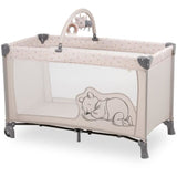 Lit de voyage - HAUCK - DREAM N PLAY GO - 60 x 120 cm - Arche peluches - Pliable - Roulettes - Winnie l'ourson arc-en-ciel beige