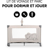 Lit de voyage - HAUCK - DREAM N PLAY GO - 60 x 120 cm - Arche peluches - Pliable - Roulettes - Winnie l'ourson arc-en-ciel beige