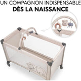Lit de voyage - HAUCK - DREAM N PLAY GO - 60 x 120 cm - Arche peluches - Pliable - Roulettes - Winnie l'ourson arc-en-ciel beige