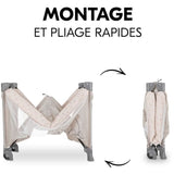 Lit de voyage - HAUCK - DREAM N PLAY GO - 60 x 120 cm - Arche peluches - Pliable - Roulettes - Winnie l'ourson arc-en-ciel beige