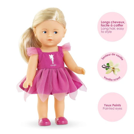 Coffret Mini Corolline - Corolle - Rosy Fée - Poupée en vinyle - Robe de fée - Ailes de papillon