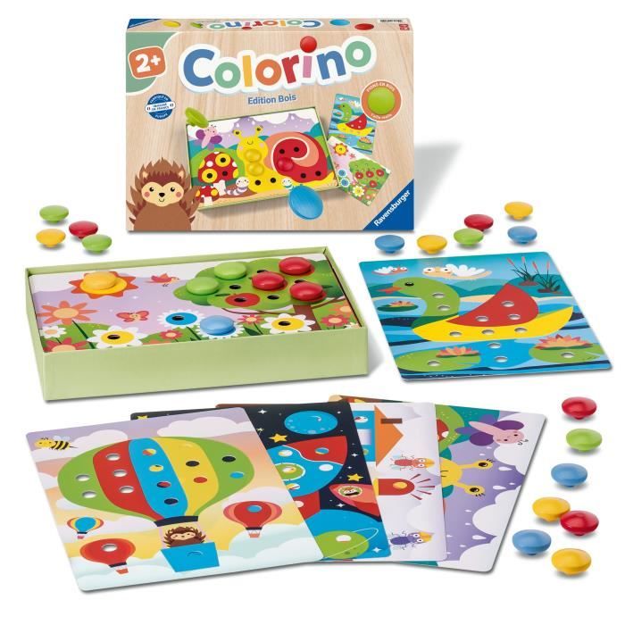 Jeu éducatif - Ravensburger - Colorino - Pions en bois - Développe la créativité - Des 2 ans