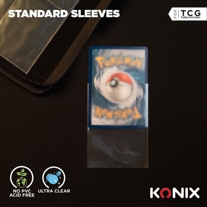 Protege-cartes - KONIX - Standard Sleeves - 100 pochettes - Compatible Magic The Gathering, Pokémon - Transparent