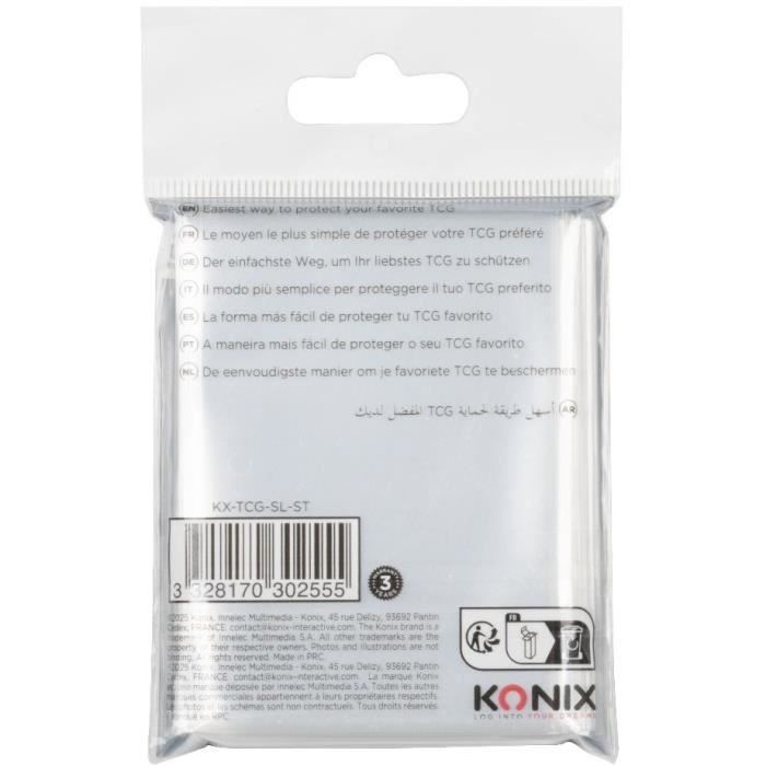 Protege-cartes - KONIX - Standard Sleeves - 100 pochettes - Compatible Magic The Gathering, Pokémon - Transparent
