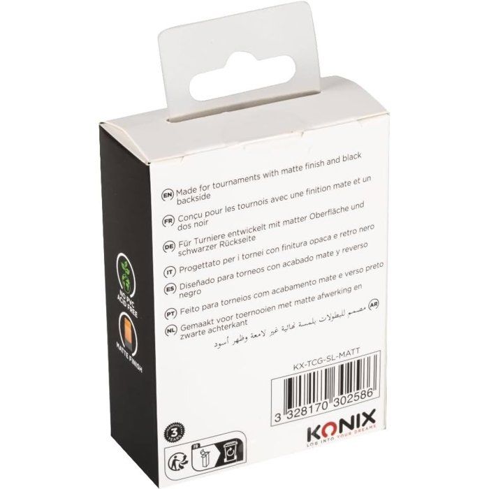 Protege-cartes - Konix - 100 pochettes - Matte Sleeves 66 x 91 mm pour compétition - Magic The Gathering, Pokémon - Noir