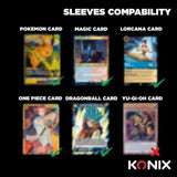 Protege-cartes - Konix - 100 pochettes - Matte Sleeves 66 x 91 mm pour compétition - Magic The Gathering, Pokémon - Noir