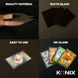Protege-cartes - Konix - 100 pochettes - Matte Sleeves 66 x 91 mm pour compétition - Magic The Gathering, Pokémon - Noir
