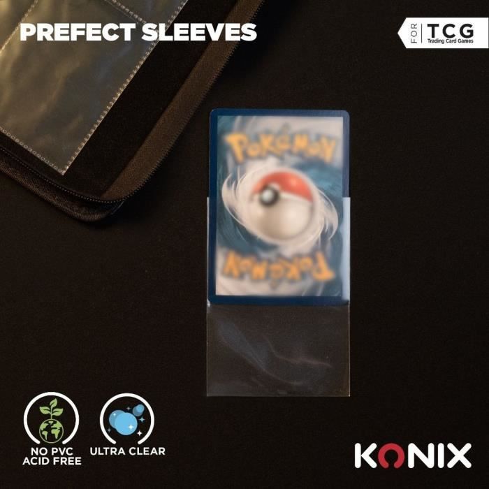 Protege-cartes - KONIX - Perfect Sleeves - 100 pochettes - Compatible Magic The Gathering, Pokémon -Transparent