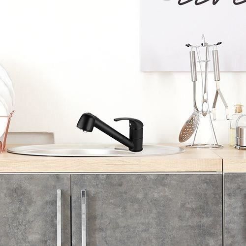 Mitigeur évier de cuisine - Noir mat - Bec orientable - Cartouche céramique Ø 40 mm - EDOUARD ROUSSEAU - Bago