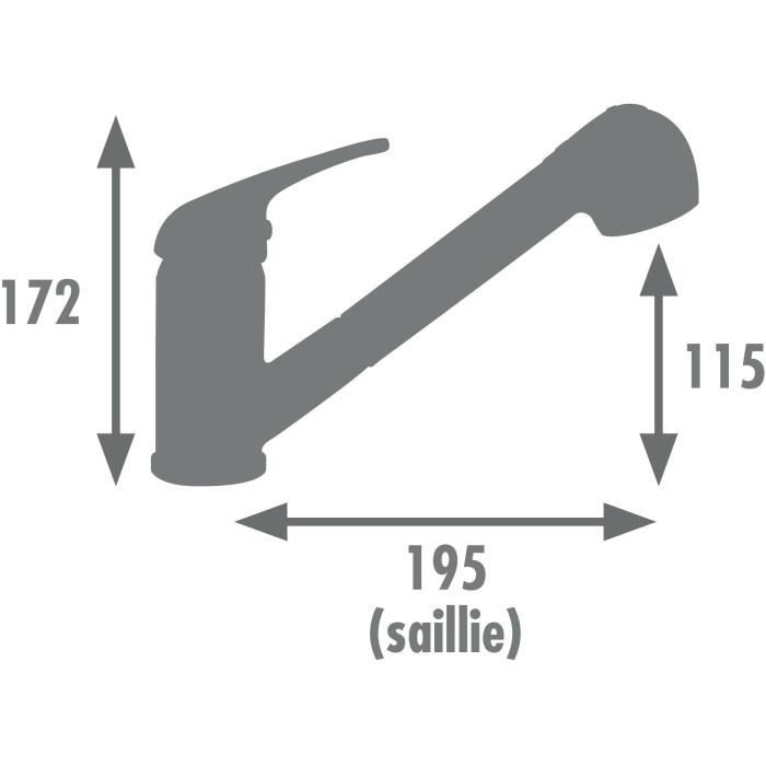 Mitigeur évier de cuisine - Noir mat - Bec orientable - Cartouche céramique Ø 40 mm - EDOUARD ROUSSEAU - Bago