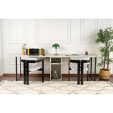 Bureau d'étude moderne avec étageres - TWIN - Freesia / Marbre - 240 x 74 x 60 cm