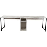 Bureau d'étude moderne avec étageres - TWIN - Freesia / Marbre - 240 x 74 x 60 cm