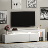 Meuble TV avec éclairage LED - BELIZ - Blanc - 192 x 53 x 37 cm