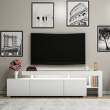 Meuble TV avec éclairage LED - BELIZ - Blanc - 192 x 53 x 37 cm