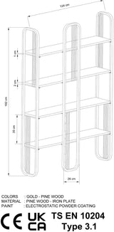 Bibliotheque baroque - SIERRA - 124 x 182 x 26 cm - Glam Jaune