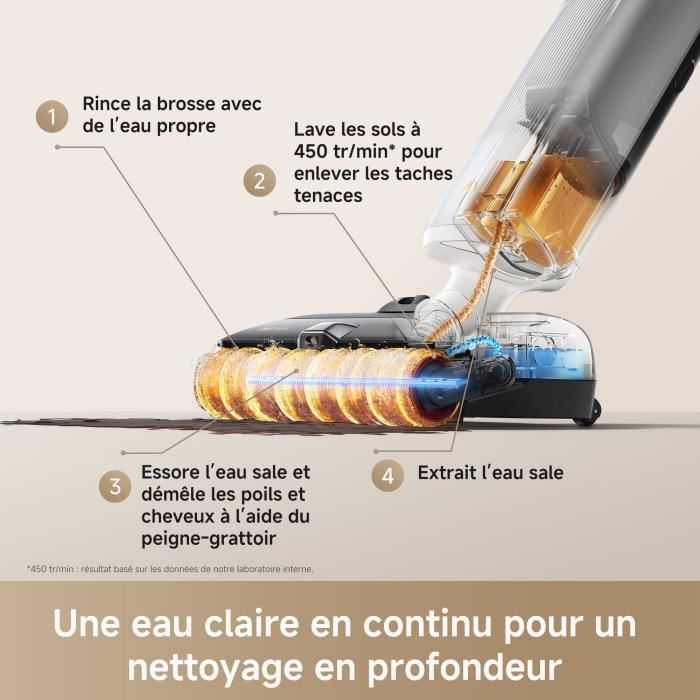 MOVA X4 Pro - Aspirateur Laveur - Lavage a l'eau chaude - Anti-enchevetrement - Auto-nettoyage a 100 C - Aspiration de 20 kPa