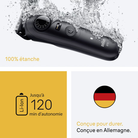 Tondeuse électrique - BRAUN - Séries 5 BT5500 - 120 min autonomie - Étanche - Noir