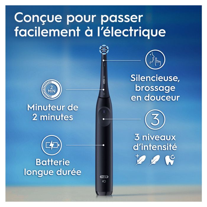Brosse a dents électrique - ORAL-B - iO2 - Noir - 3 modes de brossage - Minuteur 2 minutes