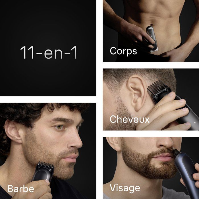 Tondeuse multi-usage - BRAUN - MGK7540 - 120 min - Étanche - Noir