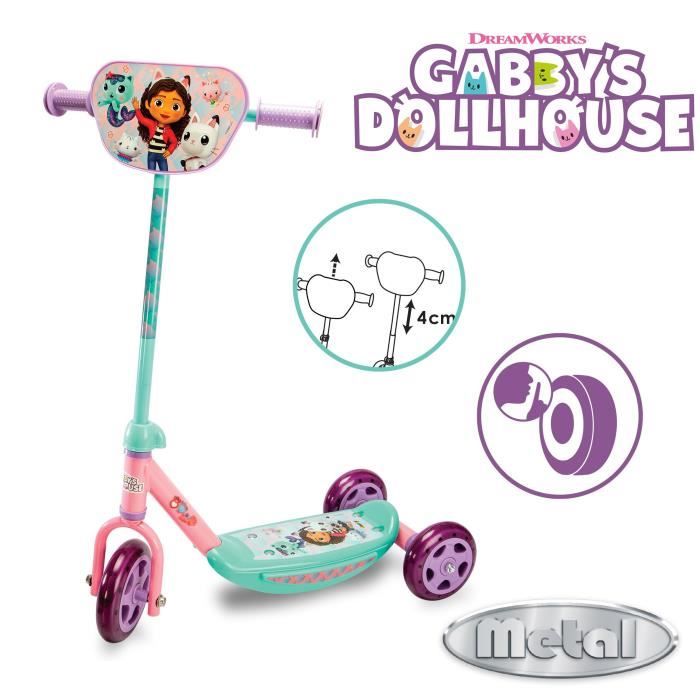 Trottinette 3 roues - SMOBY - Gabby et la Maison Magique - Métal - Hauteur réglable 67/70cm - Antidérapant