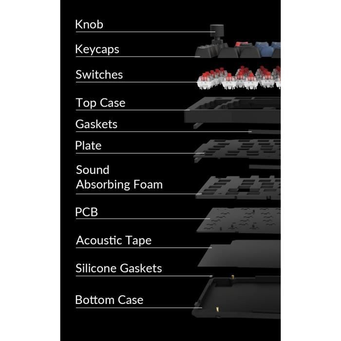 Clavier mécanique gamer - Switch mécanique Red - KEYCHRON Q10 - ANSI - Rétroéclairage RGB