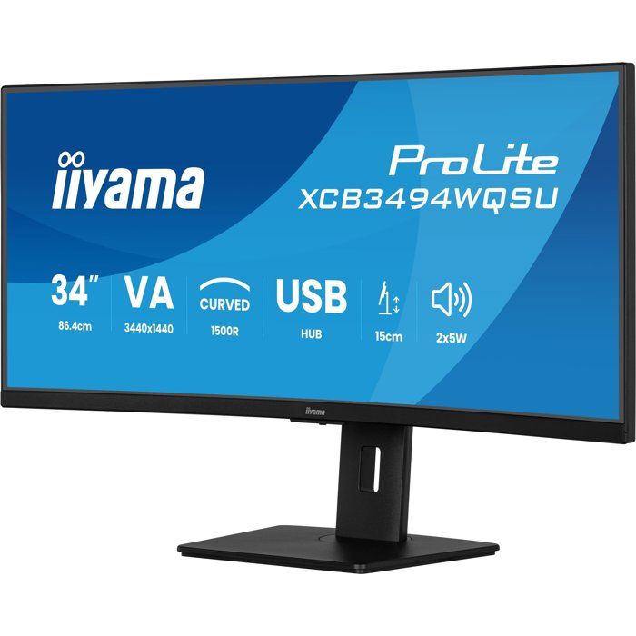 Ecran PC incurvé - IIYAMA - 34 - WQHD - 120Hz - Dalle VA - 0,4ms - Ajustable en hauteur - XCB3494WQSU-B1