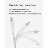 Câble tressé - BELKIN - USB-C vers USB-C - 2 m - Blanc
