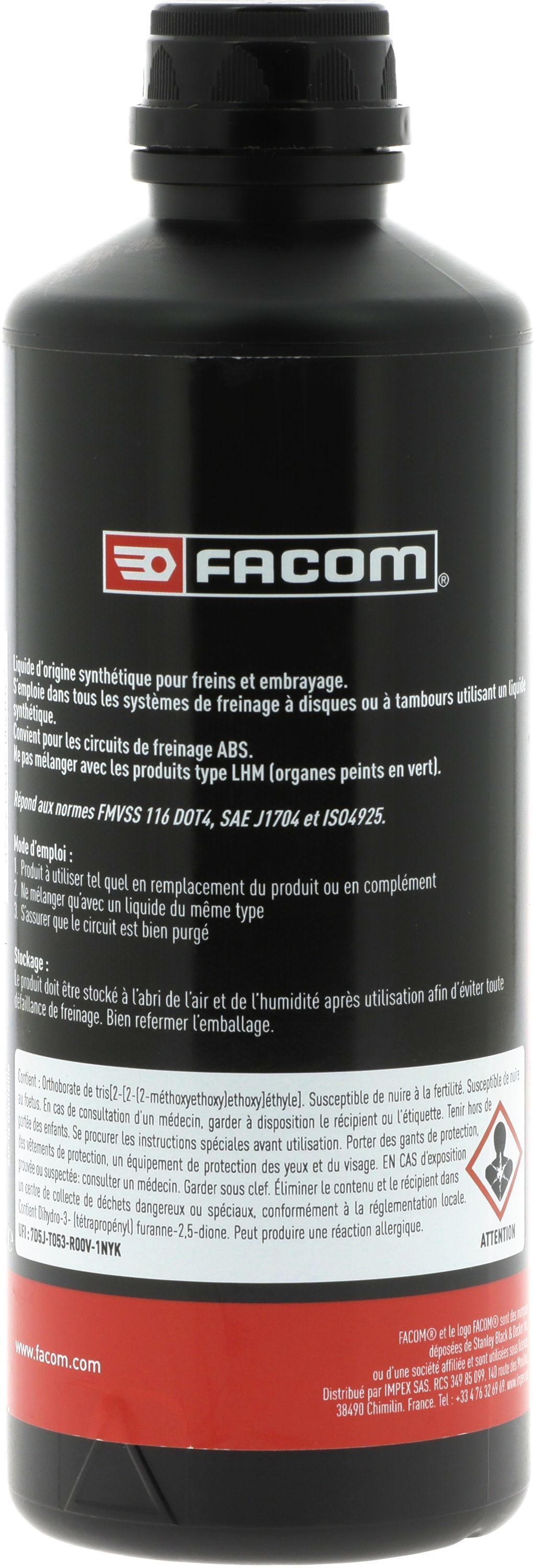 Liquide de frein - FACOM -  DOT4 - 500 ml