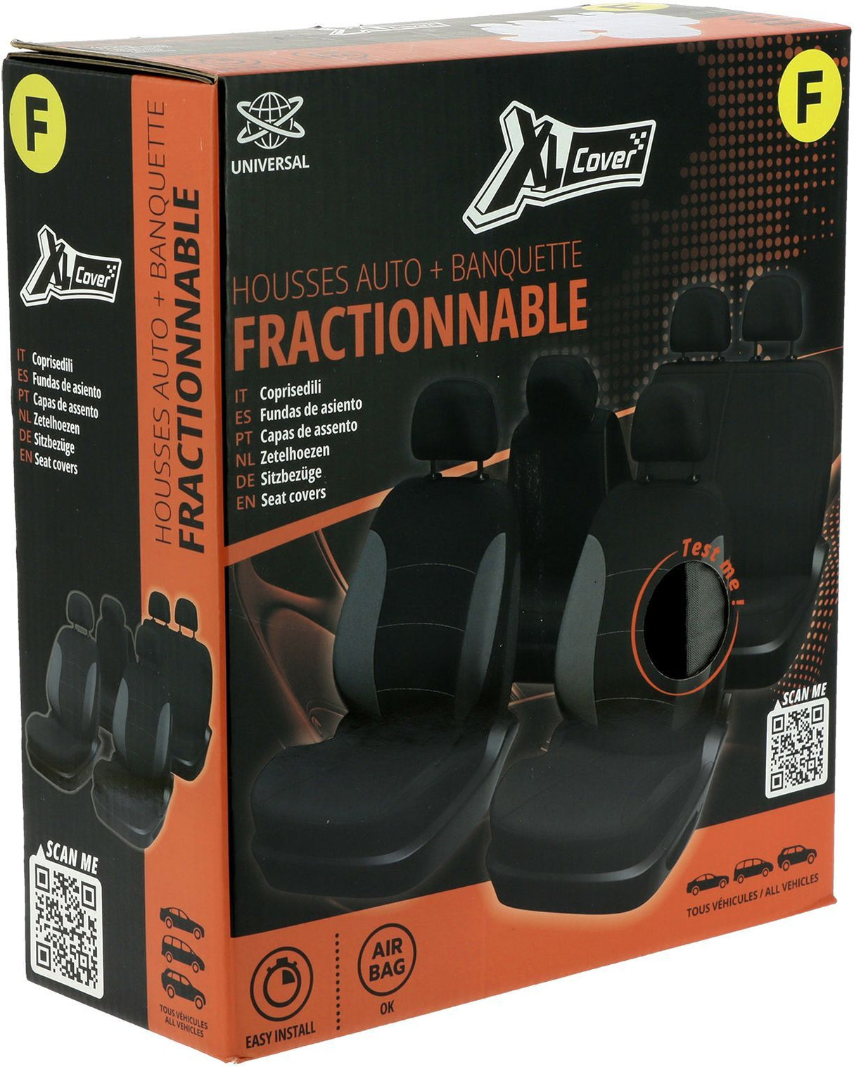 Housses auto - XLCOVER - Fractionnable - Compatible Airbags - Housses sieges avant, appuis-tete et banquette arriere