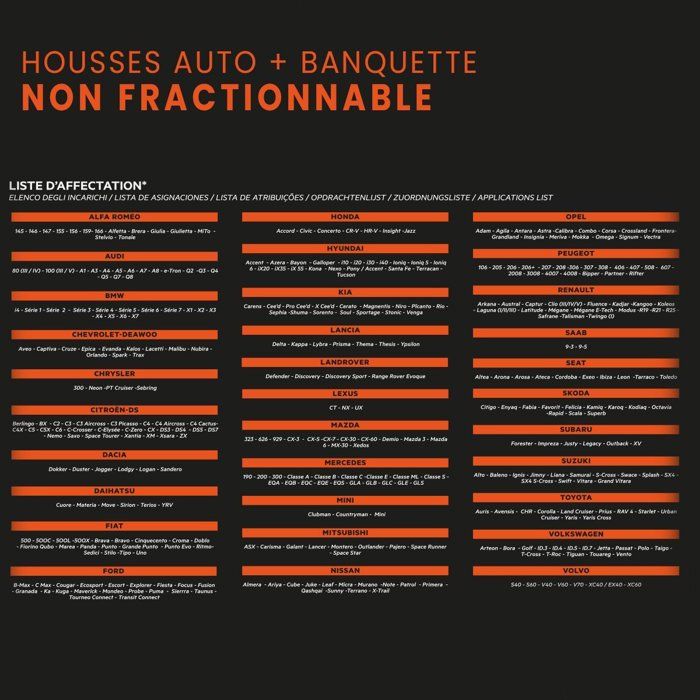 Housses auto - XLCOVER - Fractionnable - Compatible Airbags - Housses sieges avant, appuis-tete et banquette arriere