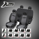 Housses auto - XLCOVER - Non fractionnable - Compatible Airbags - Housses sieges avant, appuis-tete et banquette arriere