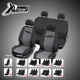 Housses auto - XLCOVER - Non fractionnable - Compatible Airbags - Housses sieges avant, appuis-tete et banquette arriere