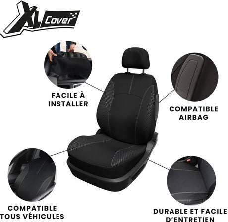 Housse de siege auto - XLCOVER - Compatible Airbags - Noir - Universelle - 3 pieces