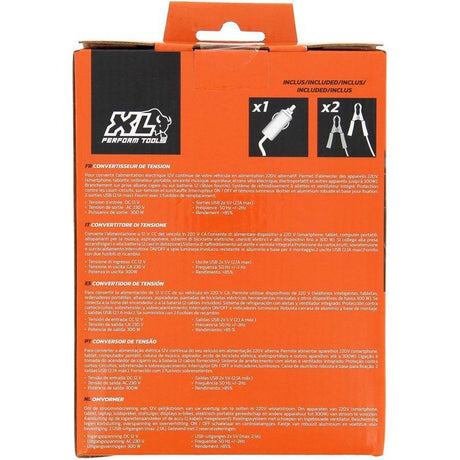 Convertisseur - XL PERFORM TOOLS - 12V-230V - 300 W - 2 fusibles inclus - 2 sorties USB