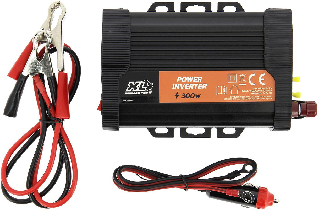 Convertisseur - XL PERFORM TOOLS - 12V-230V - 300 W - 2 fusibles inclus - 2 sorties USB