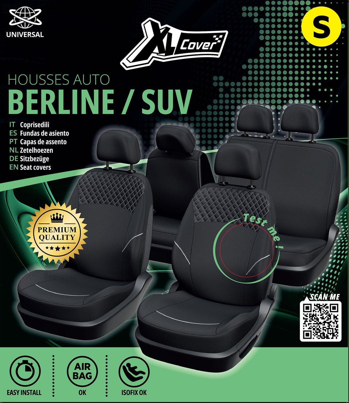 Housses auto - XLCOVER - SUV/Berline - Fractionnable - Housses assises/dossiers avant, appuis-tete et banquette arriere