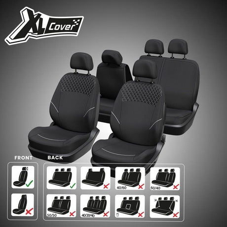 Housses auto - XLCOVER - SUV/Berline - Fractionnable - Housses assises/dossiers avant, appuis-tete et banquette arriere