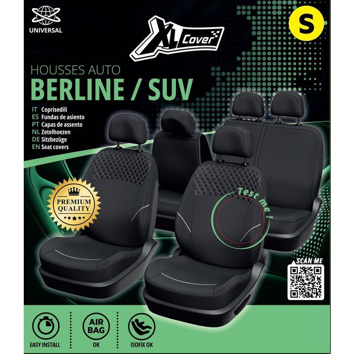Housses auto - XLCOVER - SUV/Berline - Fractionnable - Housses assises/dossiers avant, appuis-tete et banquette arriere