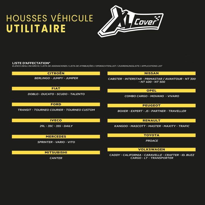 Housses auto- XLCOVER -  Utilitaire - Housses siege conducteur et banquette