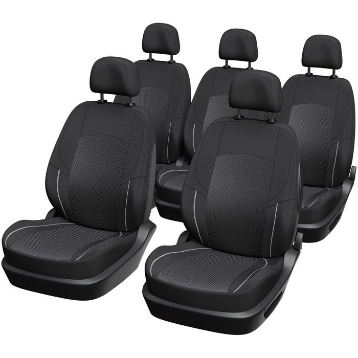 Pack de 5 housses auto universelles - XLCOVER - Monospace - Compatible Airbags - Housses les assises, dossiers et appuis-tete