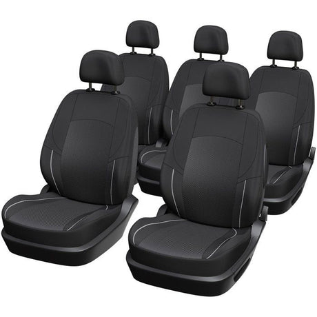 Pack de 5 housses auto universelles - XLCOVER - Monospace - Compatible Airbags - Housses les assises, dossiers et appuis-tete