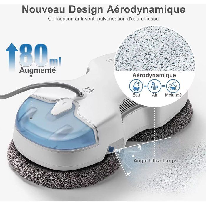 HUTT C7 - Robot Nettoyeur de vitres avec Fonction de pulvérisation - Contrôle Intelligent de la fréquence