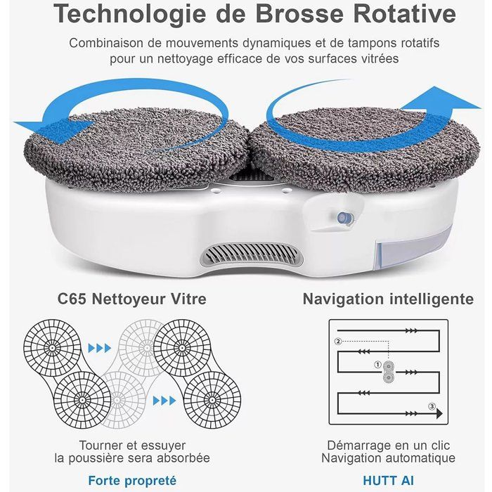 HUTT C7 - Robot Nettoyeur de vitres avec Fonction de pulvérisation - Contrôle Intelligent de la fréquence