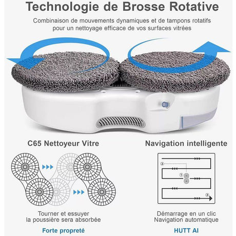 HUTT C7 - Robot Nettoyeur de vitres avec Fonction de pulvérisation - Contrôle Intelligent de la fréquence