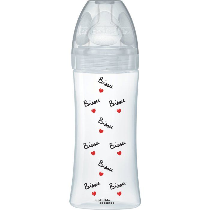 Biberon anti-colique - DODIE - 330 ml - Tétine plate X Mathilde Cabanas - 0-6 mois - Débit 3 - Transparent