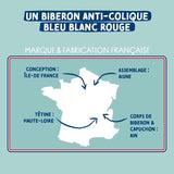 Biberon anti-colique - DODIE - 330 ml - Tétine plate X Mathilde Cabanas - 0-6 mois - Débit 3 - Transparent